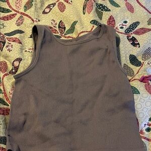 Casual Ribbed Tank Top - Taupe